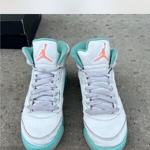 Air Jordan Sneakers with Teal and Orange Accents